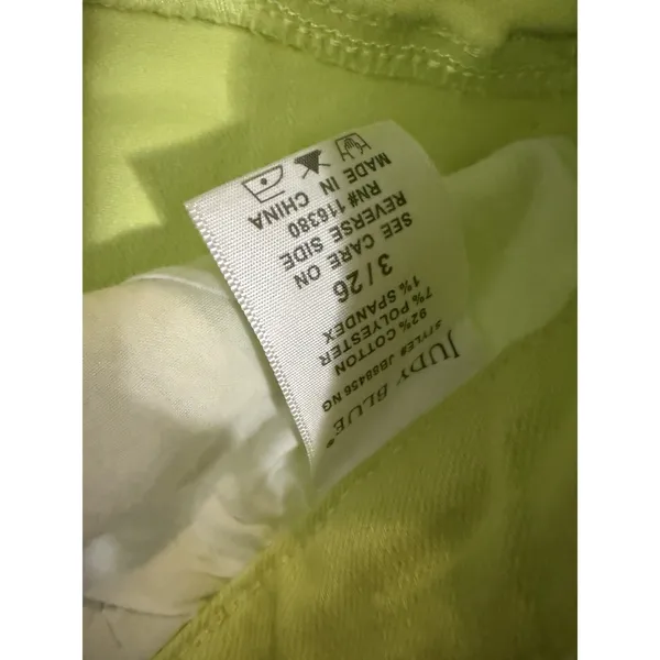 Judy Blue Neon‎ Yellow Jeans Womens 3/26 Slim Fit Neon Stretch Denim - Image 6
