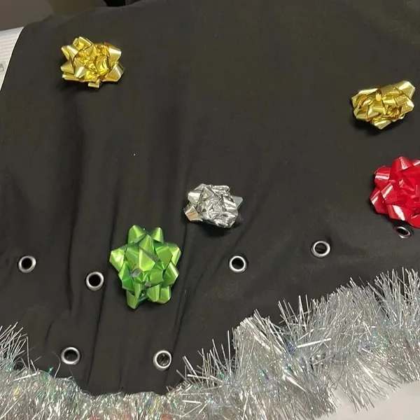 Btween Us Black Fit and Flare Ugly Christmas Skirt w/ Bows & Tinsel Garland- Med - Image 9