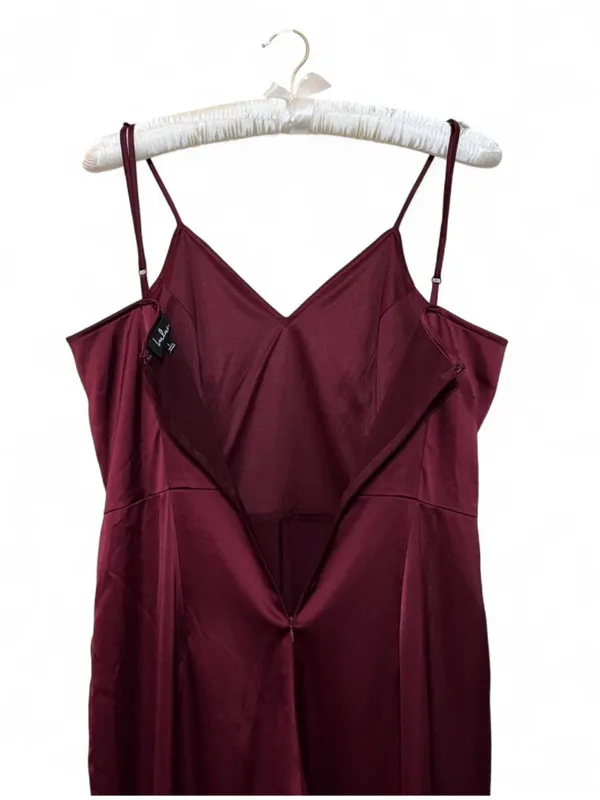 Lulus Women’s Touch of Heaven Burgundy Satin Sleeveless Jumpsuit size Large - Image 14
