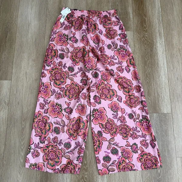 NWT Tahari Drawstring Waist Wide Leg Pants In Princess Floral Size Medium - Image 8