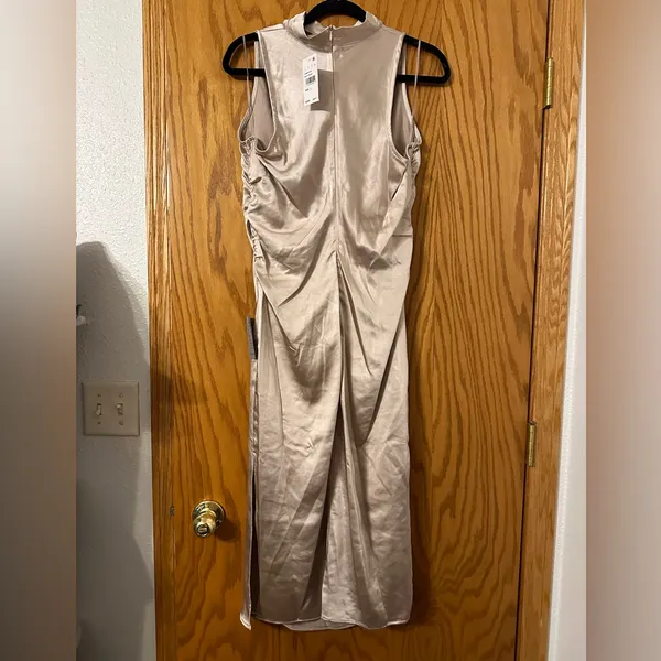 Lush Satin Mock-Neck Midi Dress - NWT - Size L - Image 3
