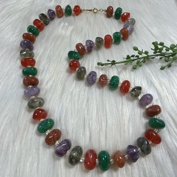 Vintage multi color nugget bead necklace - Image 2
