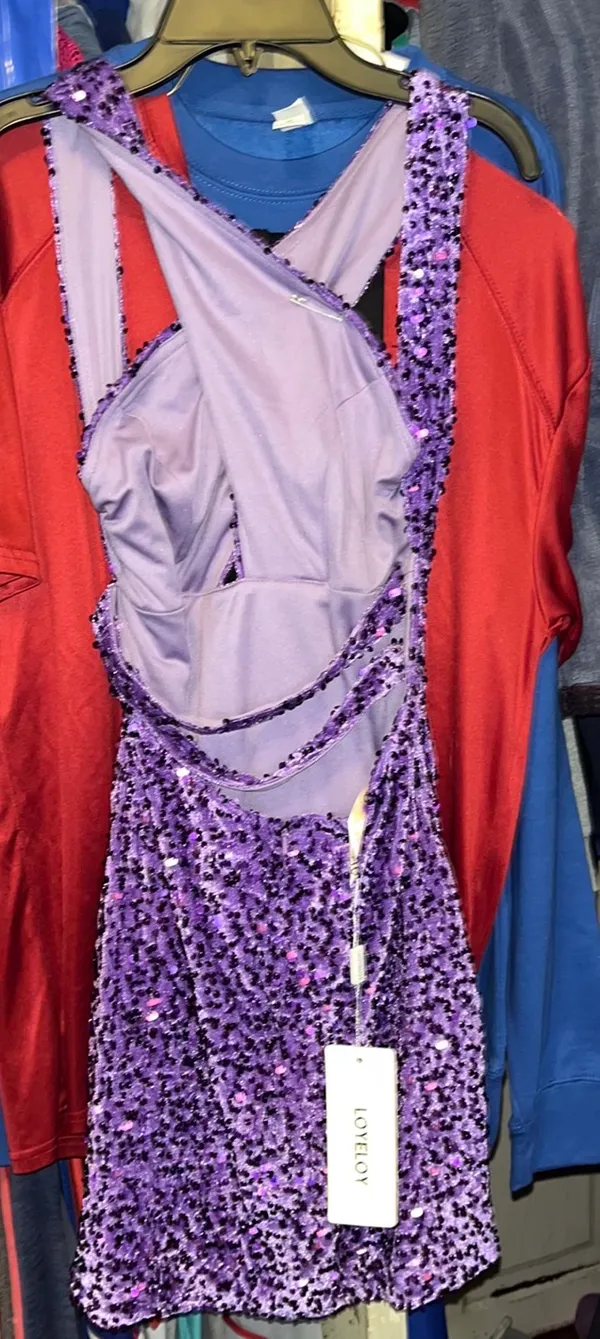 Purple soft comfortable Sparkly Homecoming Dress - Image 3