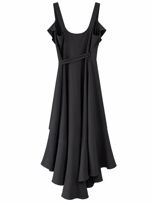 Hutch Eden Wrap Dress Women XS Black Excellent Ruffle High-Low Hem Sleeveless - Image 5