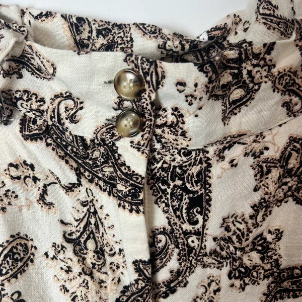Mystree Linen Blend Wide Leg Paisley Ankle Capri Pants - Image 5
