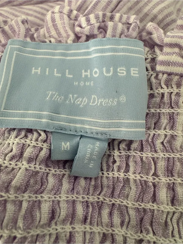 Hill House Home Lavender Stripe Linen Ellie Nap Dress Midi Smocked Preppy Med - Image 10