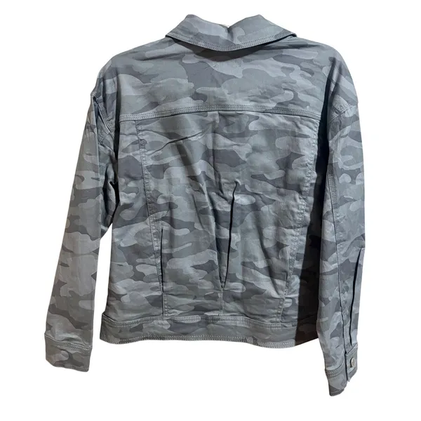 Democracy Camo Utility Jacket Womens Size S Grey Blue NWT Button Front Stretch - Image 3