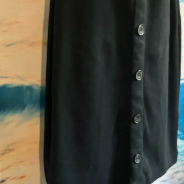 Abercrombie & Fitch Black Short Sleeve Tie-Waist Keyhole Button-Front Dress XXST - Image 6