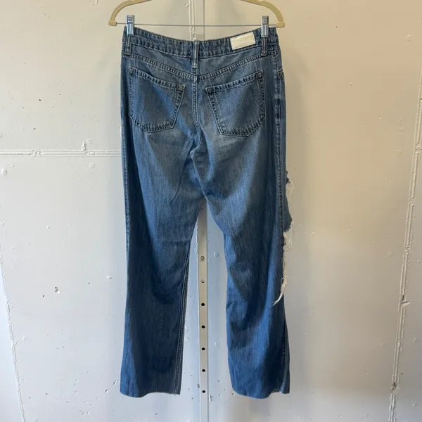 Hollister Low-Rise Dad Jean 5L W27 L33 Blue Distressed Denim 100% Cotton - Image 2