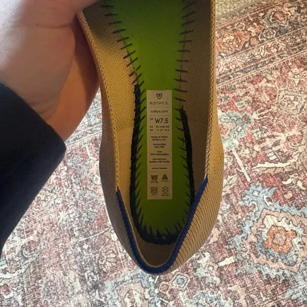 Rothys The Point Ecru Sand Beige Pointed Toe Knit Flats Women 7.5 Tortoise Sole‎ - Image 6