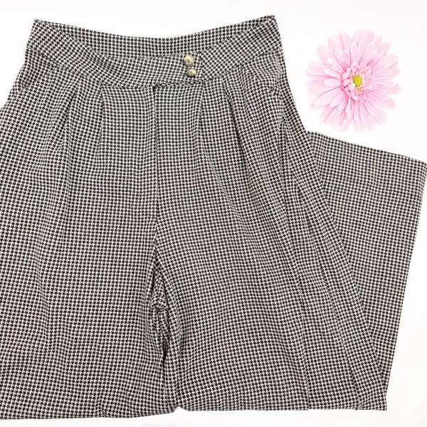 Free People Josie Houndstooth Wide Leg Pants Trousers Black White High Rise Boho - Image 6