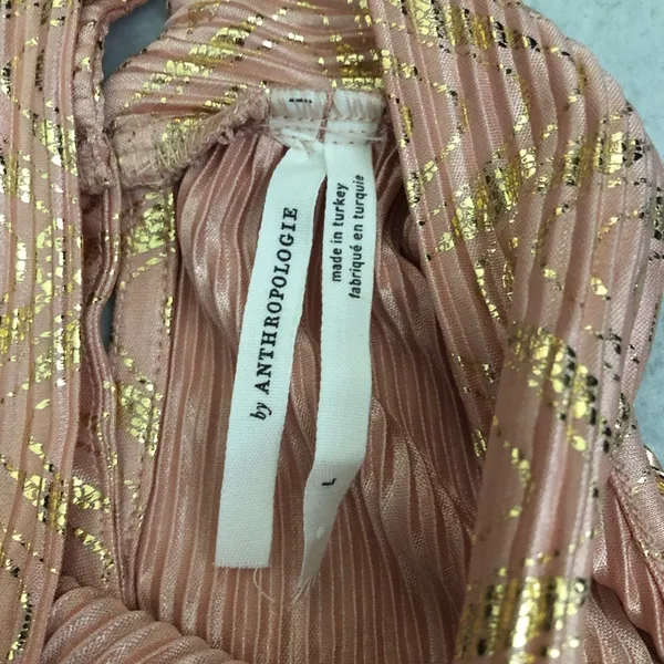 Anthropologie Vickie Halter Top Peach and Metallic Gold NEW - Image 9