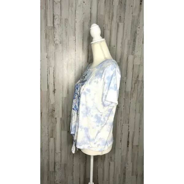Disney Lilo &‎ Stitch Tie-Dye Crop Top Women's XL Blue Graphic Tee - Image 4