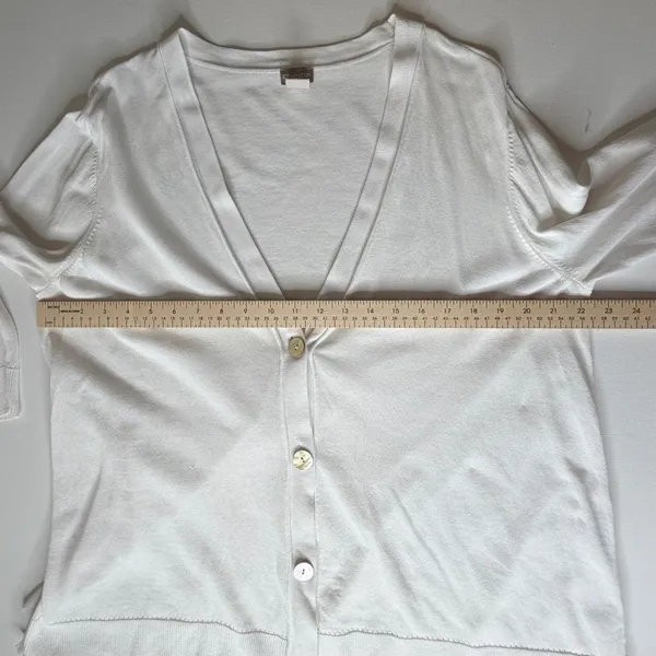 Chicos White Cardigan Sweater Size 3 US XL‎ Button Front Lightweight Minimalist - Image 9