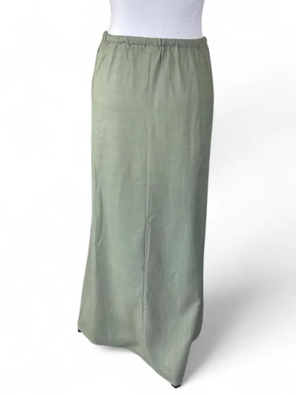 Green maxi skirt with drawstring waist, size L Size L - Image 3