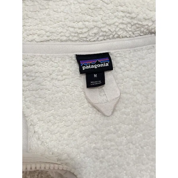 Patagonia Womens Jacket White Los Gatos High Pile Fleece 1/4 Zip Pullover Medium - Image 4