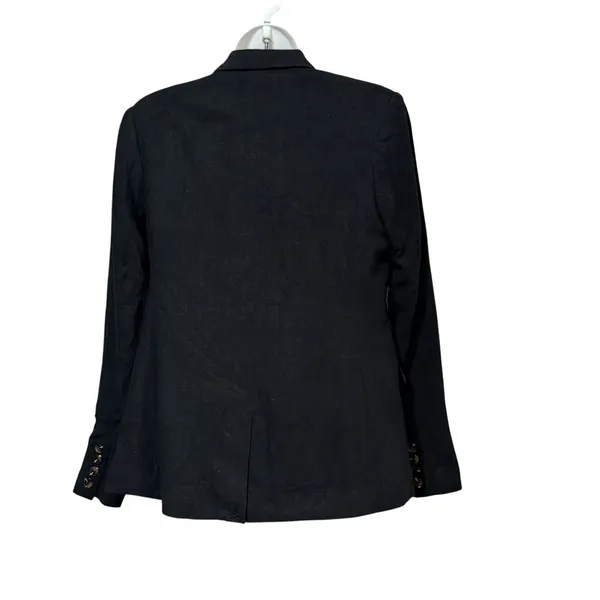 Wonderly Relaxed Blazer True Black Linen Blend Single Button Jacket Womens Small - Image 3