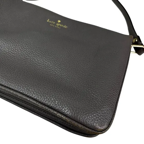 Kate Spade Leila Triple Gusset Gray Leather Crossbody Purse - Image 2