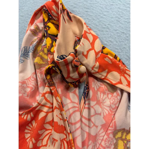 Free People Halter Top Small Cherry on Top Red Combo Floral Keyhole Boho New - Image 9