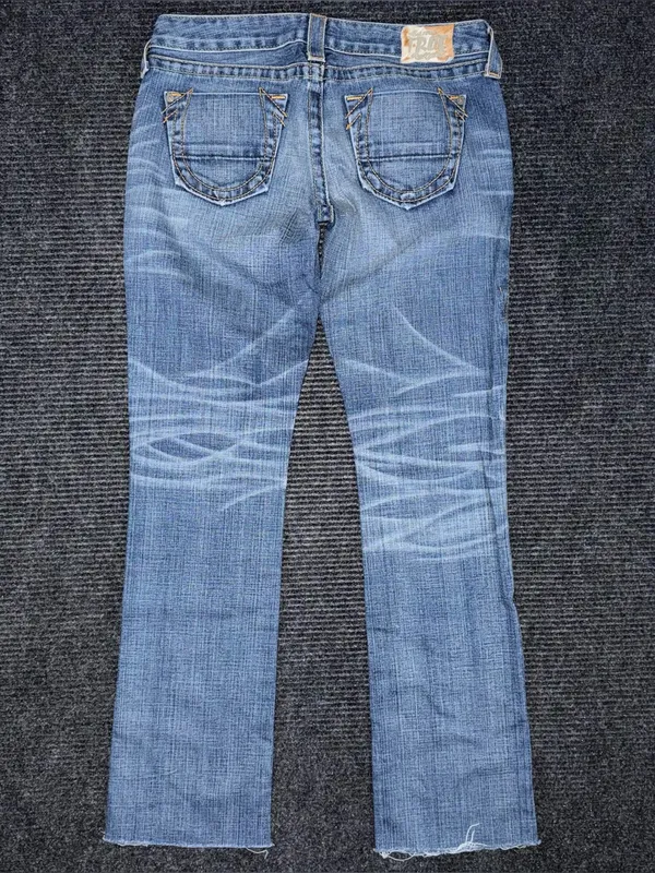 Vintage True Religion Low Rise Bootcut Jeans Sz 28 x 31.5 Raw Hem USA Made Y2K - Image 3