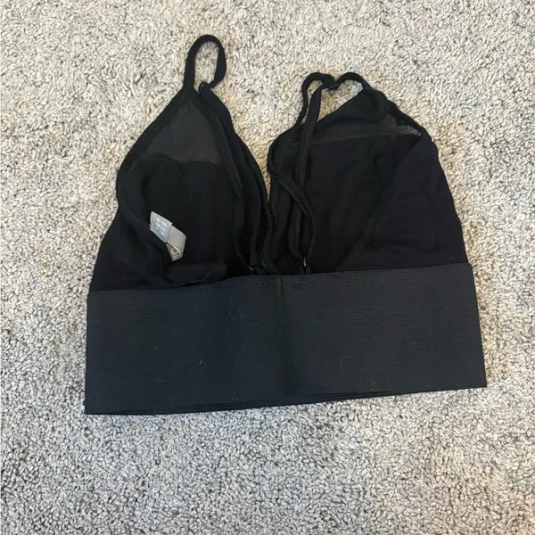 ASOS Black Women's Bralette Crop Top with Mesh Panels - Image 3