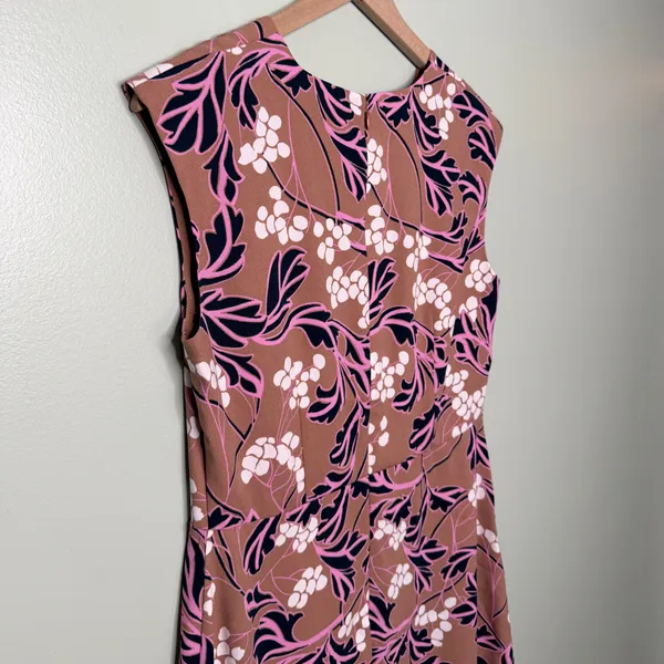 NWT Ann Taylor Factory Sheath Floral Midi Dress Brown Pink Black Size 10 Petite - Image 4