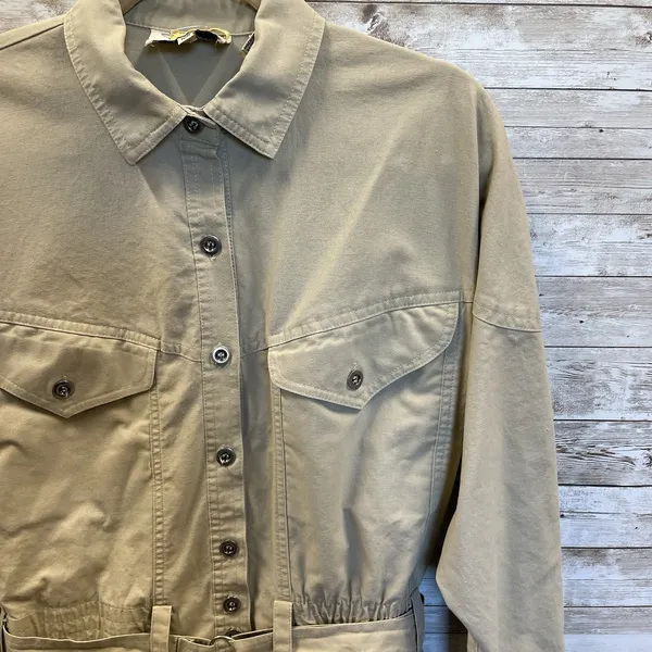 Vintage Together‎ Clothing Co Womens 10M Dress 1980s Cotton Safari Khaki Belt - Image 9