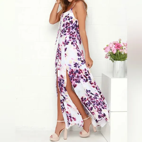 Revolve NWT- SOMEDAYS Lovin Lonely Ivory Floral Print Side Slit MaxiDress size xs - Image 2
