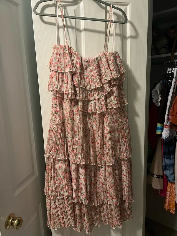 Something Navy Dress Floral Midi - Image 3