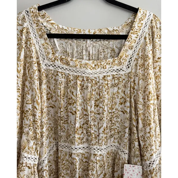 Free People Talk About It Tunic Top Ivory Combo Women's Size Medium‎ - Image 3
