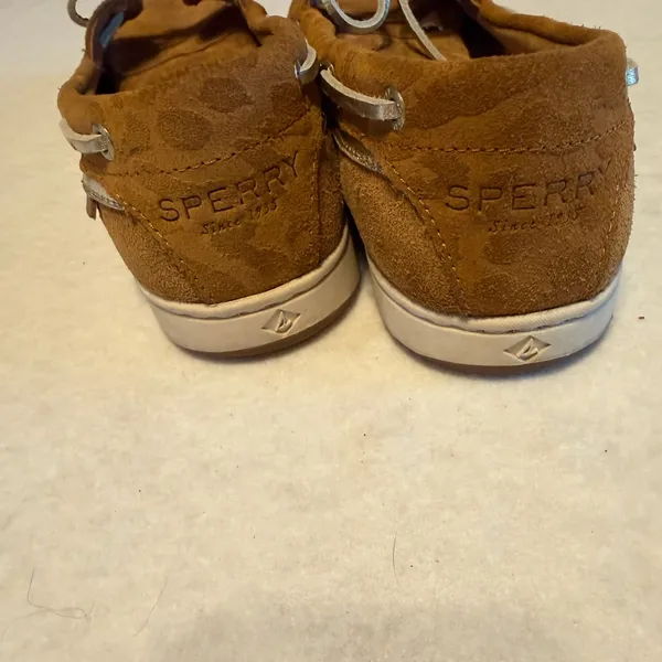 Sperry Women’s Suede Boat Shoes Tan Leather Lace Loafers Size 6 - Image 3