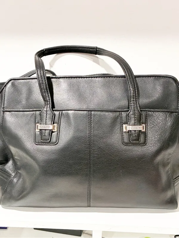 Coach Taylor F25205 Alexis Leather Carryall Satchel Tote Bag in black Leather - Image 3