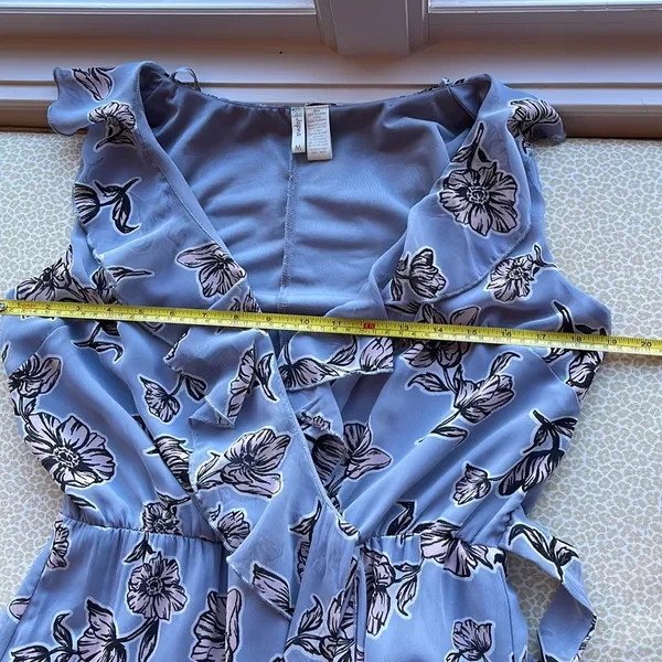 Japna Blue Pink Floral Maxi Faux Wrap Dress Lined to above the knee size M - Image 14