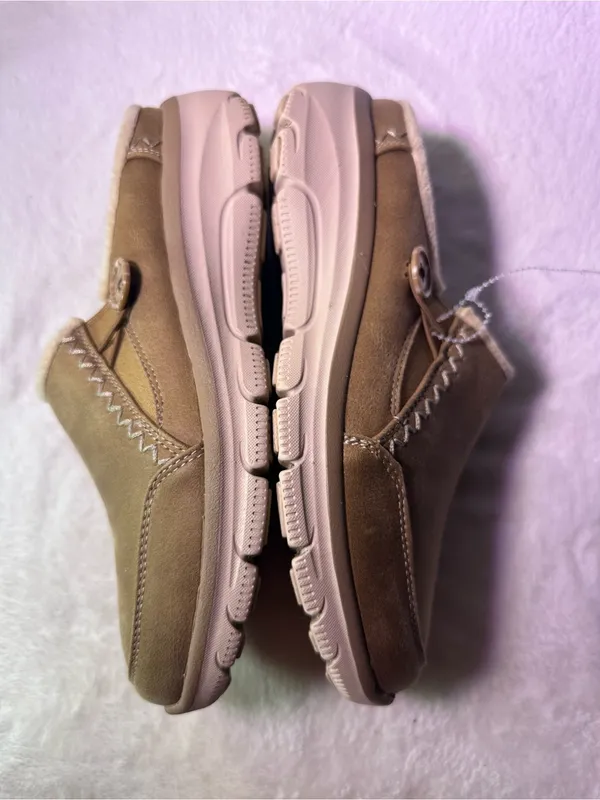 Skechers Women's Slip-On Mule in Tan with Button Accent - Image 9