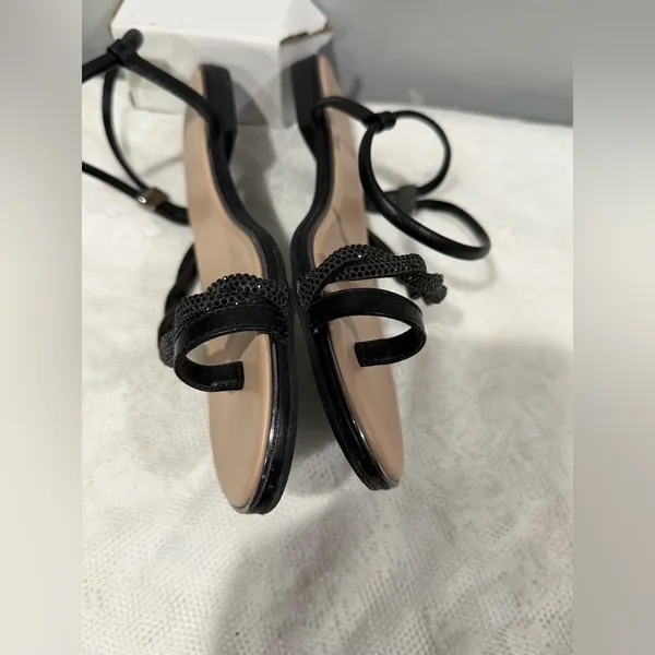 Black Women's Strappy Sandals Size 7 - Image 5