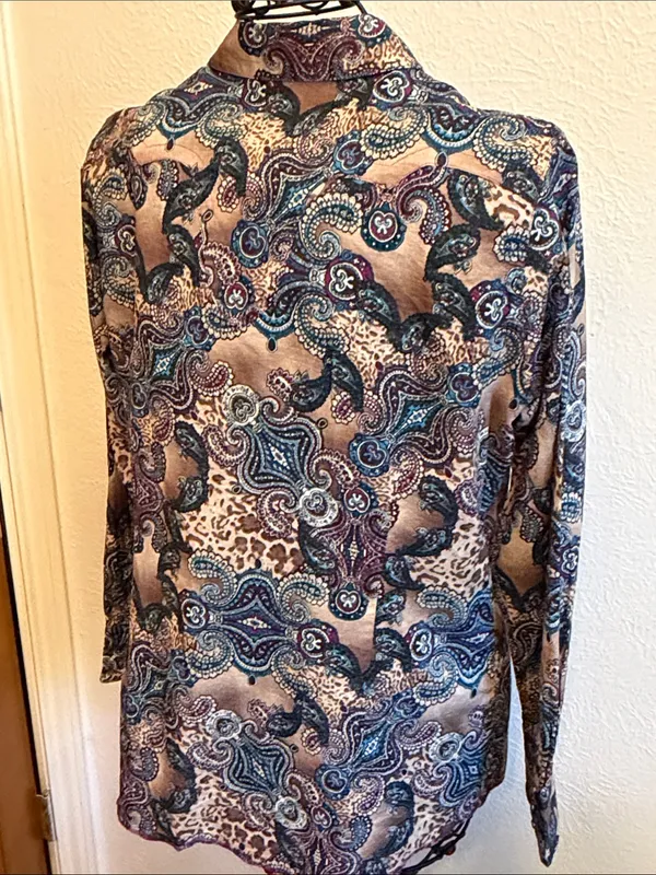 🐂🐂🐂BOGOHO🐂🐂🐂Ariat Tan Paisley Print Pearl Snap LS Shirt-Large - Image 11