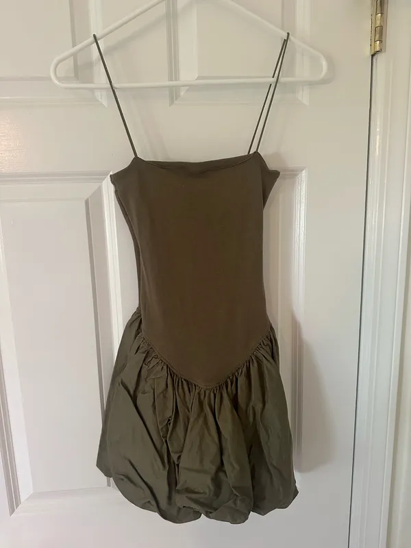 ZARA Mixed Rib Poplin Balloon Dress - Image 3