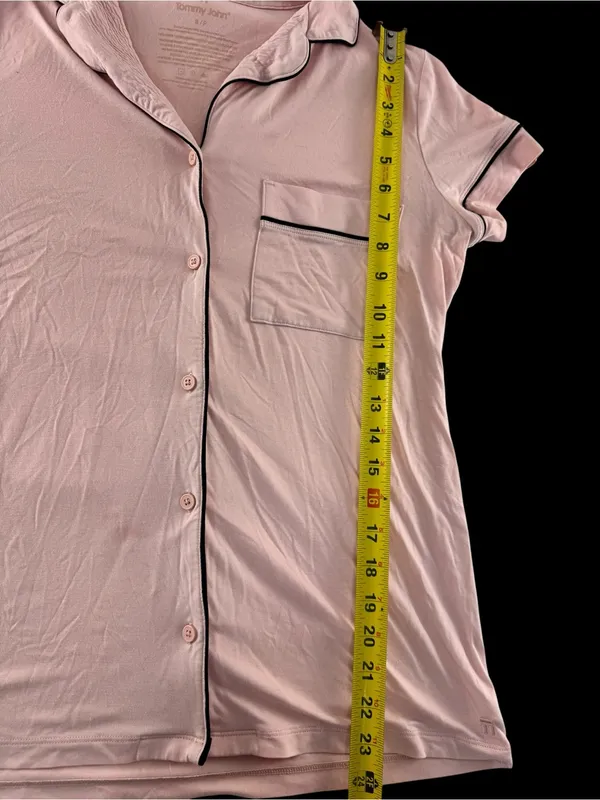 Women’s Pink Short Sleeve Tommy John Pajama Set with Contrast Piping - Image 11