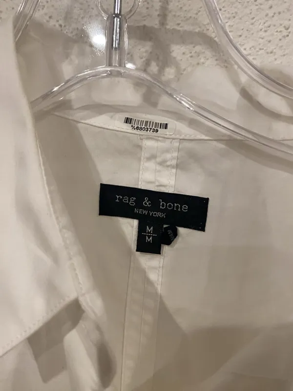 Rag & Bone Morgan Shirt Womens Medium White Cropped Boxy Button Front Top Blouse - Image 3