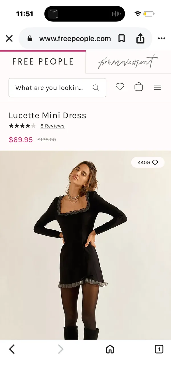 Free People Lucette Mini Dress Black - Image 5