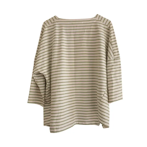 Urban by Alembika Jagger Stripe Top Sage Green White Striped Square Neck Cotton‎ - Image 10