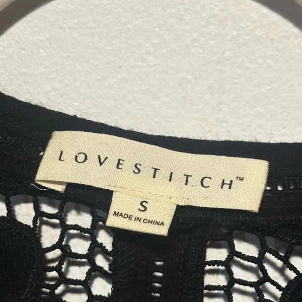 Lovestitch Black lace tie in front top size s‎ (oversized)boho whimsy goth - Image 7