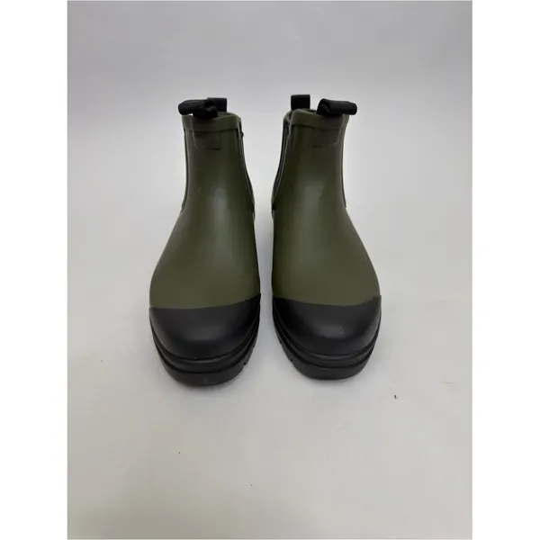 Hunter Women 5 Olive Green Black Cap Toe Chelsea Ankle Rain Boots Lug Sole - Image 2