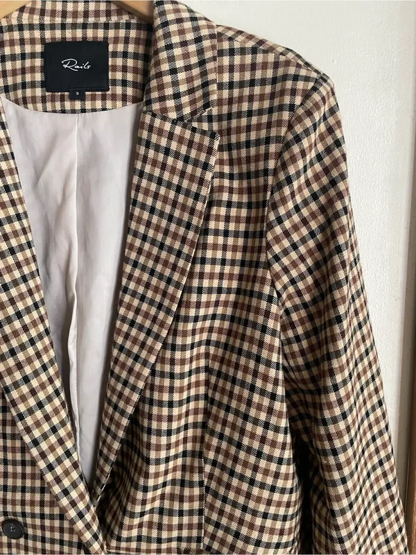 Rails Chelsea Plaid Blazer In Cafe Check - Image 4