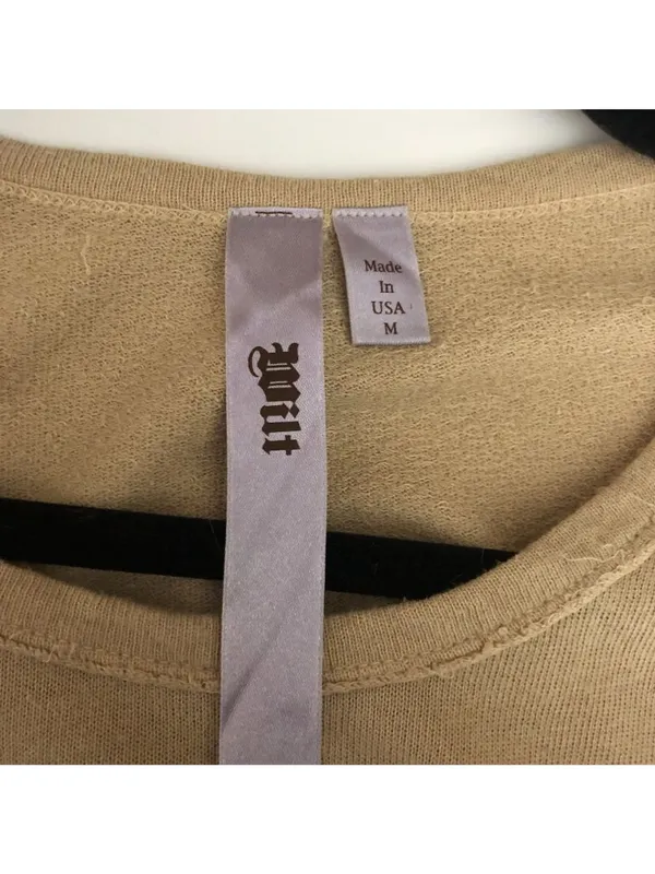 Wilt Womens Long Sleeve Beige Distressed Cotton Top Size M High-Low Made In USA - Image 3