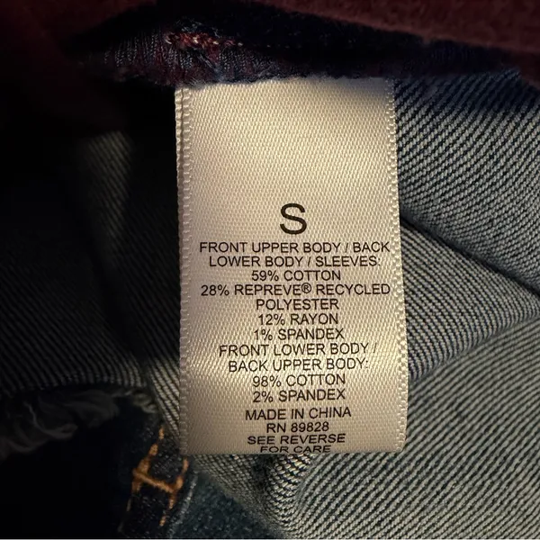 LOGO By Lori Goldstein Denim Corduroy Jacket S Burgundy Colorblock Boho Western - Image 8