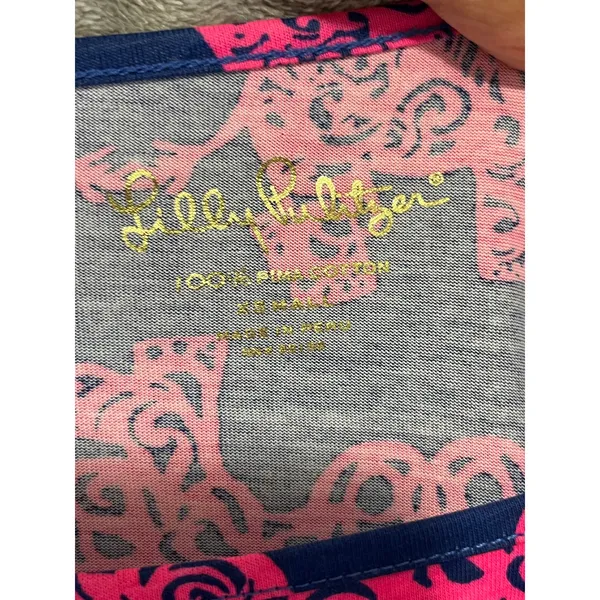 Lilly Pulitzer Marlow Shirt Dress XS Pink Blue Elephant Print Stretch Knit - Image 5