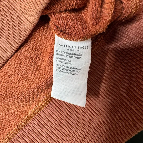American Eagle Rust Henley Sweatshirt M Boxy Cozy Fall Casual - Image 9