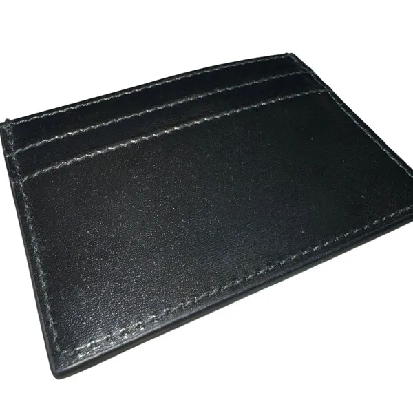Jimmy Choo Umika Black Leather Card Holder Gold Diamond Studs Italy Designer - Image 11