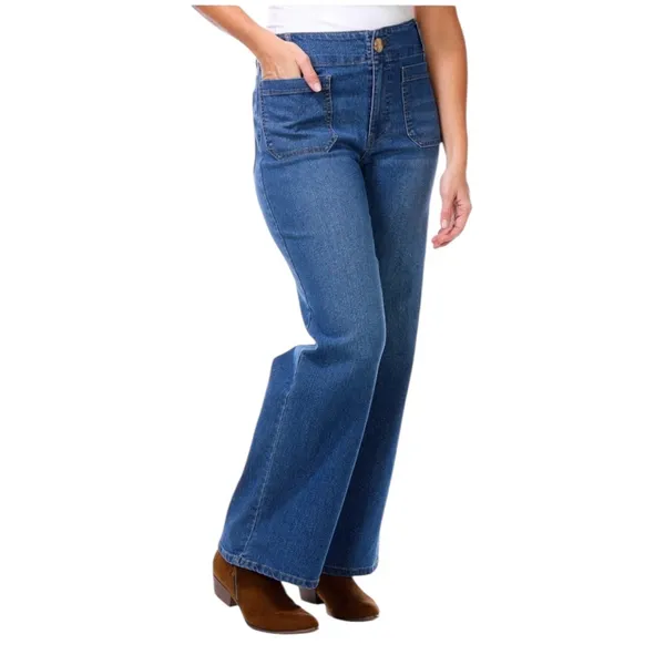 NEW‎ Rafaella Denim Wide Leg Jeans Plus Size 14 Patch Pockets Casual Boho Preppy - Image 4